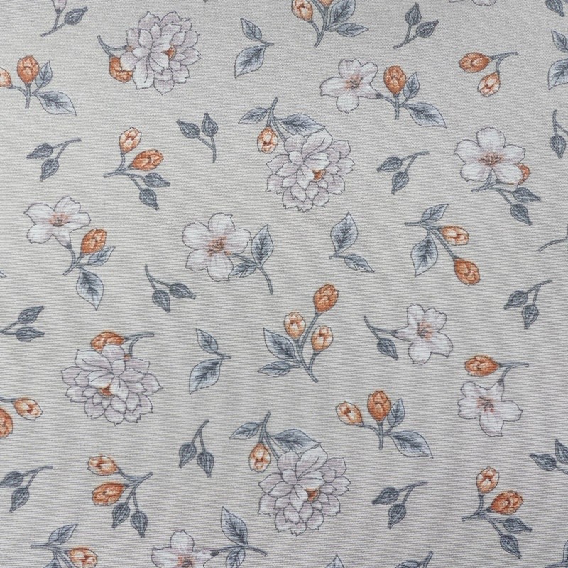 Coupon 3m Tissu Moet Imprimé Petites Fleurs Fond Lin