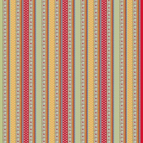 Coupon 3m Tissu Cretonne Gordes Rayure  Multico Provençal