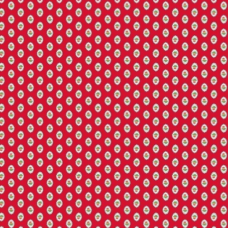 Coupon 3m Tissu Cretonne Gordes Mouche Rouge