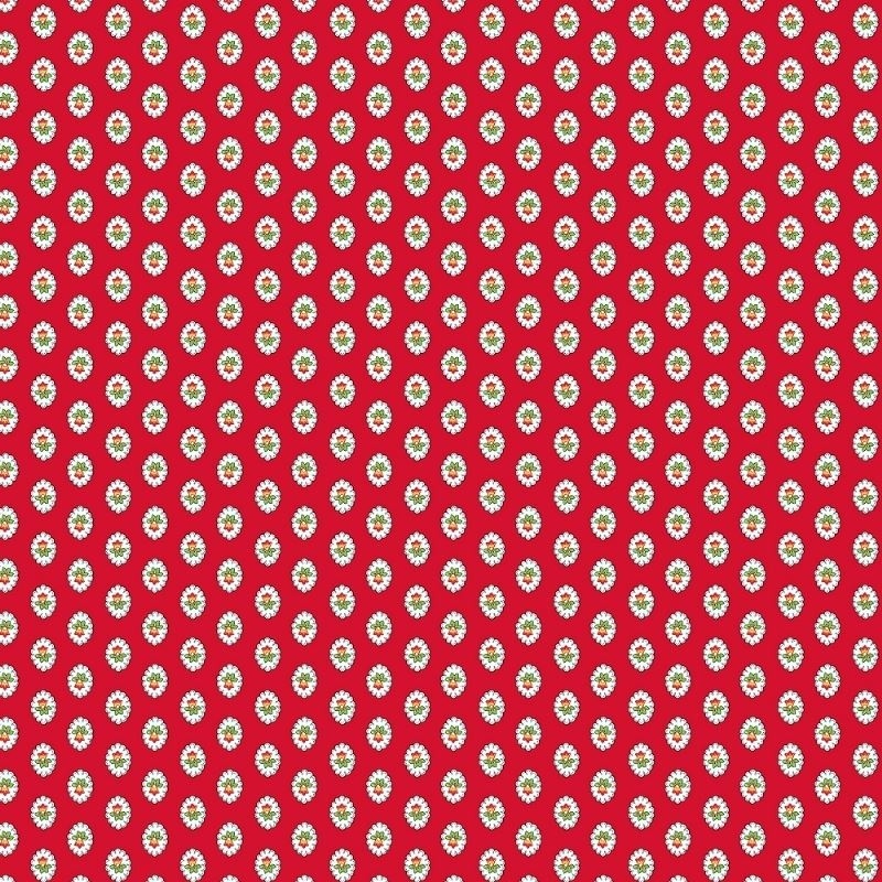 Coupon 3m Tissu Cretonne Gordes Mouche Rouge