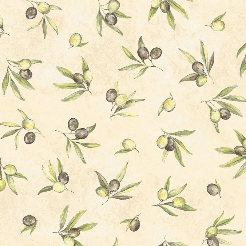 Coupon 3m Tissu Cretonne Oliveraie All Over Creme 