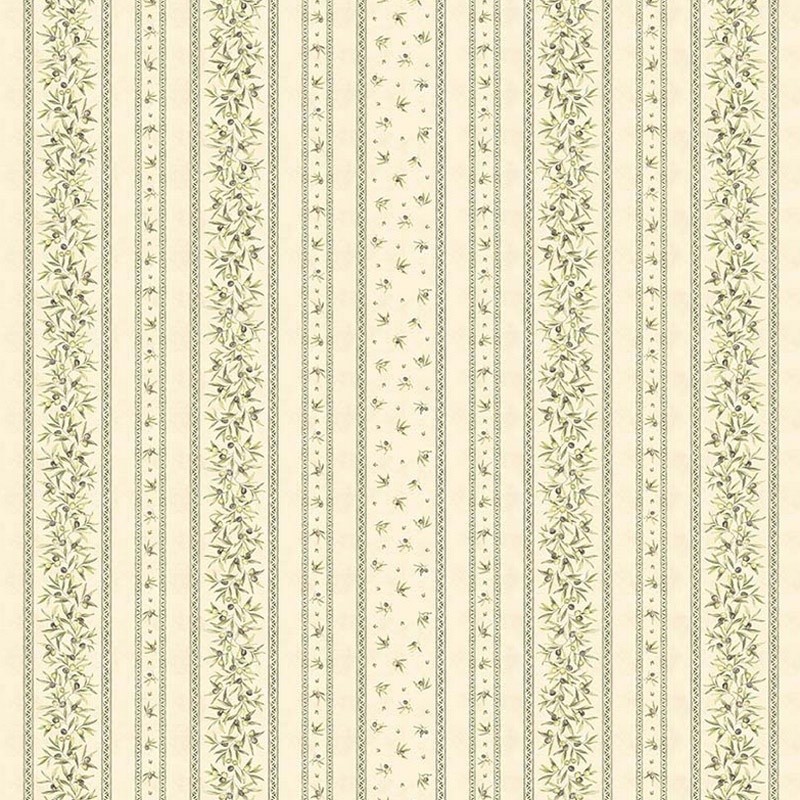 Coupon 3m Tissu Cretonne Oliveraie Rayure Creme