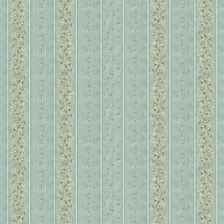 Coupon 3m Tissu Cretonne Oliveraie Rayure Sauge 