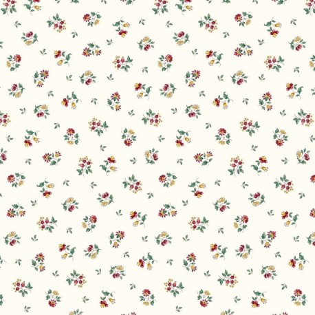 Coupon 3m Tissu Cretonne Figuerolles All Over Ecru
