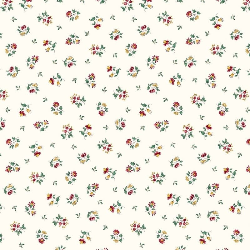 Coupon 3m Tissu Cretonne Figuerolles All Over Ecru