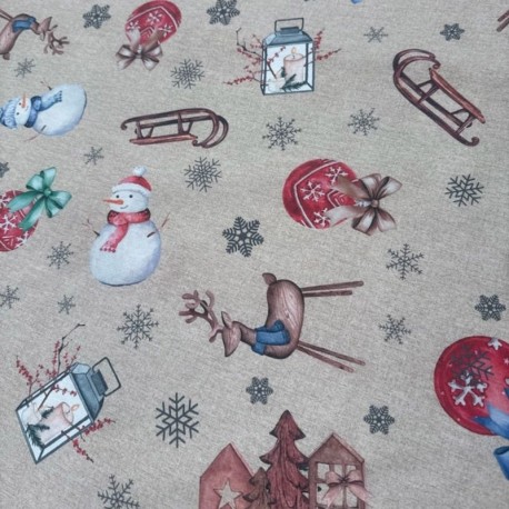 Coupon 3m Tissu Toile Loneta Panina Noel