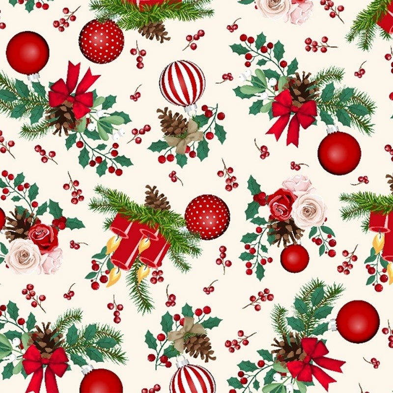 Coupon 3m Tissu Toile Loneta Gorostia Noël 