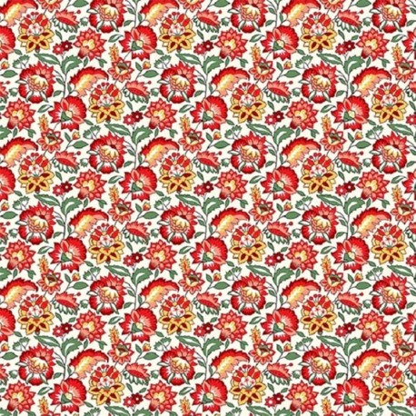 Coupon 3m Tissu Gange Cretonne Rouge