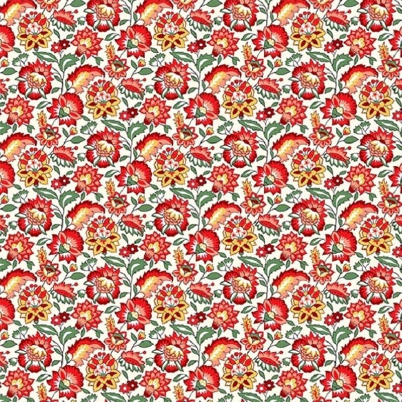 Coupon 3m Tissu Gange Cretonne Rouge
