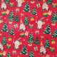 Coupon 3m Tissu Coton Imprimé Gnomes Rouge 
