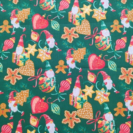 Coupon 3m Tissu Coton Imprimé Mutin Vert 