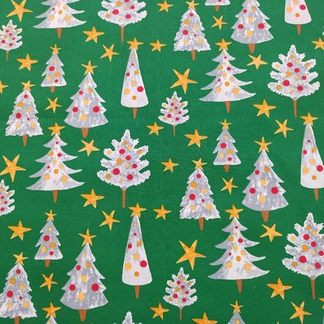 Coupon 3m Tissu Coton Imprimé Solveig Vert 