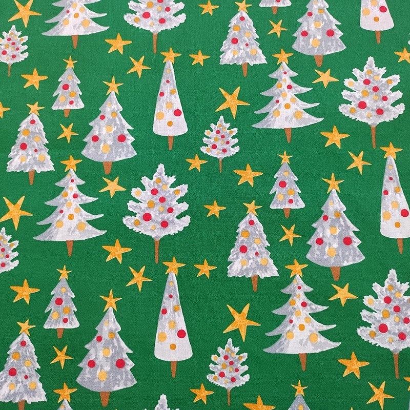Coupon 3m Tissu Coton Imprimé Solveig Vert 
