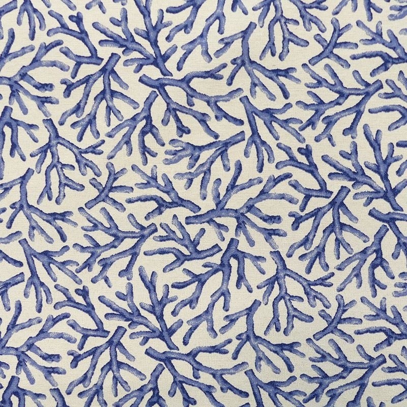 Coupon 3m Tissu Imprimé Coralium Bleu