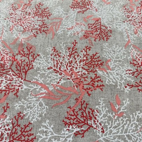 Coupon 3m Tissu Imprimé Marisma Corail 