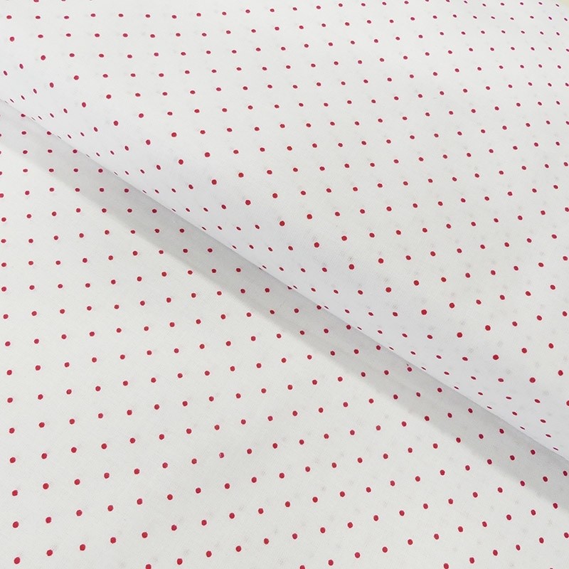 Coupon 3m Tissu Coton Imprimé Swiss Dot Red