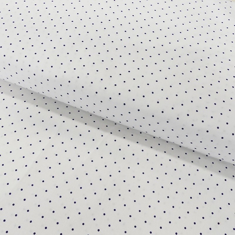 Coupon 3m Tissu Coton Imprimé Swiss Dot Blue