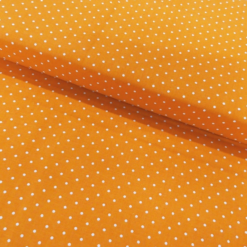 Coupon 3m Tissu Coton Imprimé Pin Dot Orange