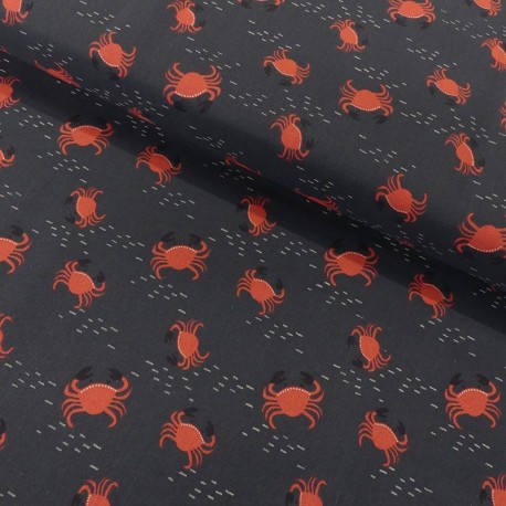 Coupon 3m Tissu Coton Imprimé Crazy Crabs