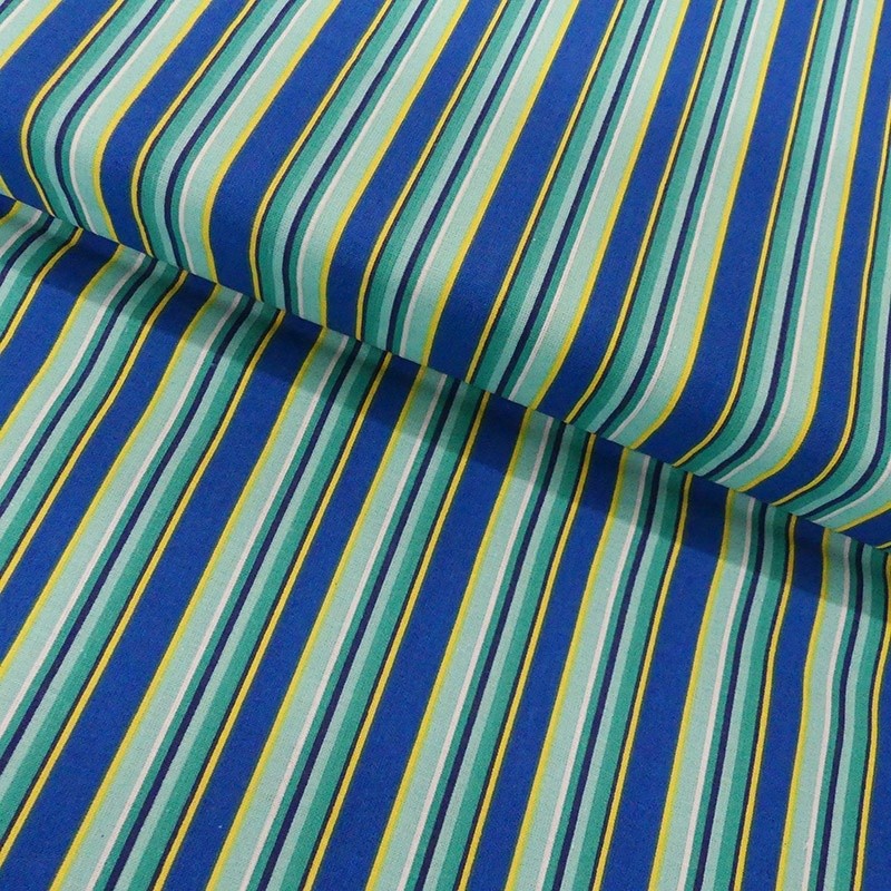 Coupon 3m Tissu Coton Imprimé Stripes 