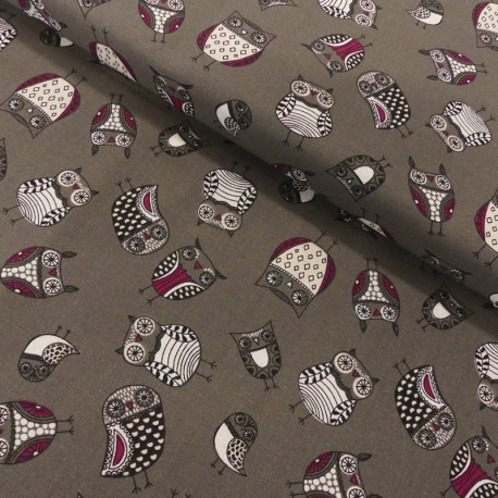 Coupon 3m Tissu Coton Imprimé Owls 