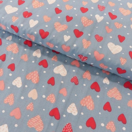 Coupon 3m Tissu Coton Imprimé Hearts 