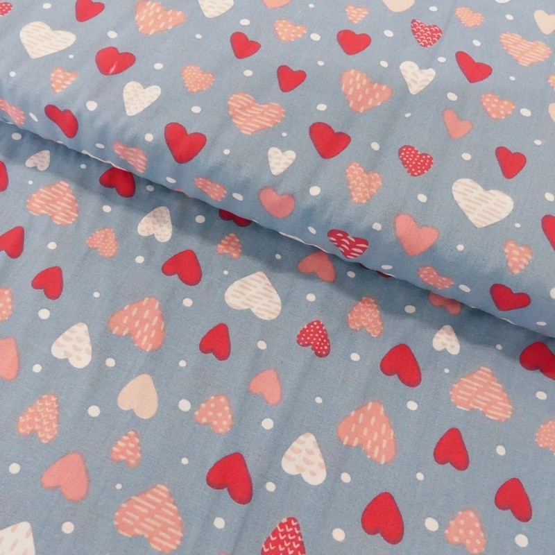 Coupon 3m Tissu Coton Imprimé Hearts 