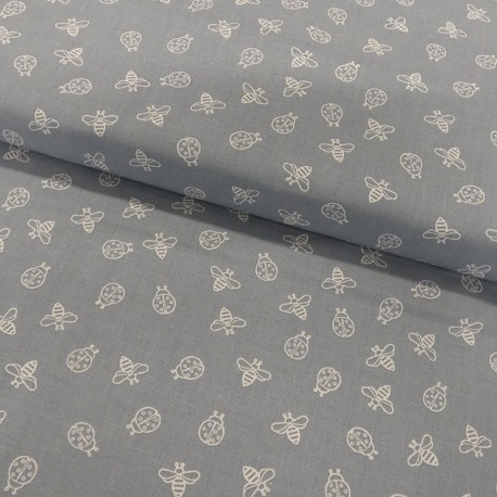 Coupon 3m Tissu Coton Imprimé Insects 