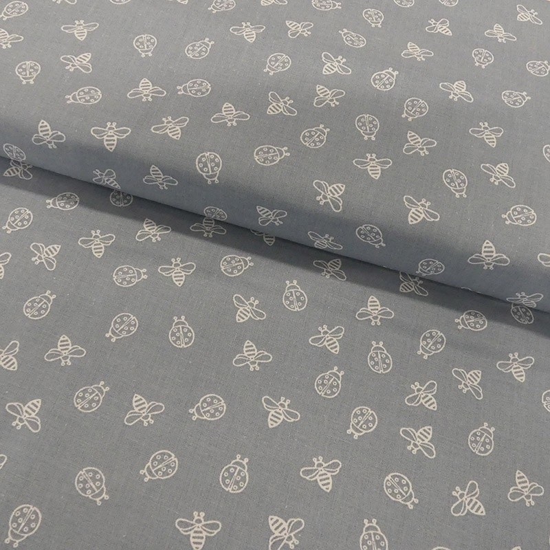 Coupon 3m Tissu Coton Imprimé Insects 