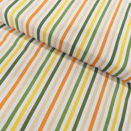 Coupon 3m Tissu Coton Imprimé Stripes Multi 