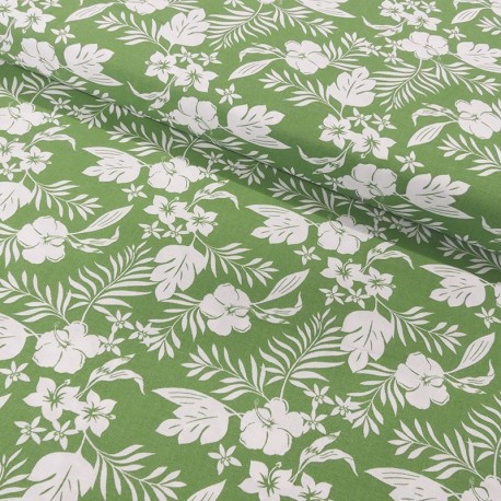 Coupon 3m Tissu Coton Imprimé Hawaiin Floral 