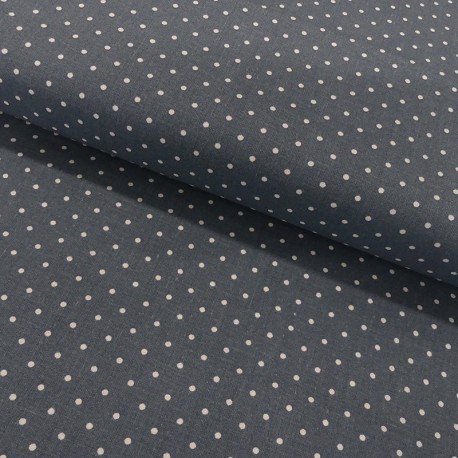 Coupon 3m Tissu Coton Imprimé Pin Dot Bluefin 