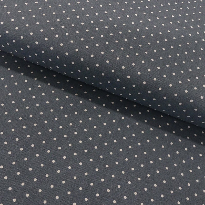 Coupon 3m Tissu Coton Imprimé Pin Dot Bluefin 