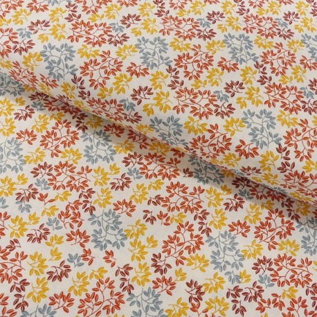 Coupon 3m Tissu Coton Imprimé Multileaves 