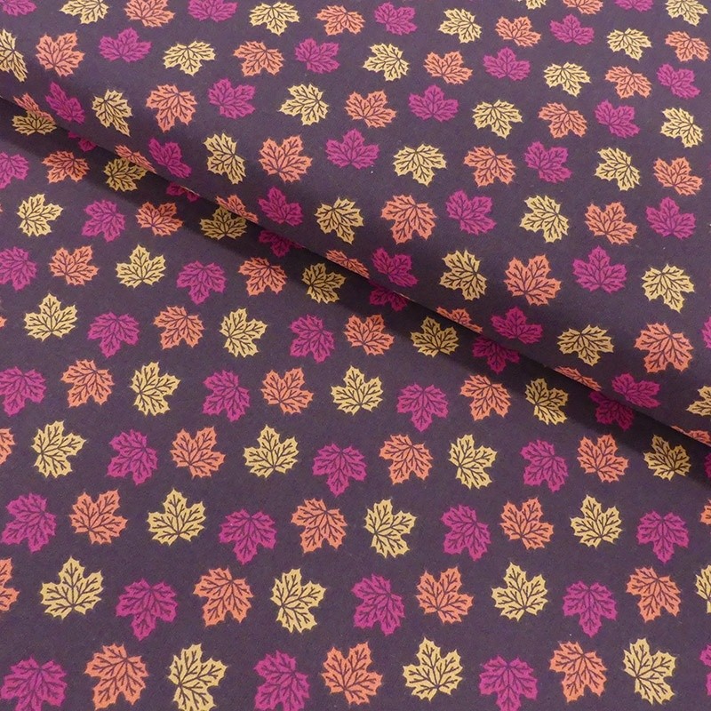 Coupon 3m Tissu Coton Imprimé Mini Tossed Leaves