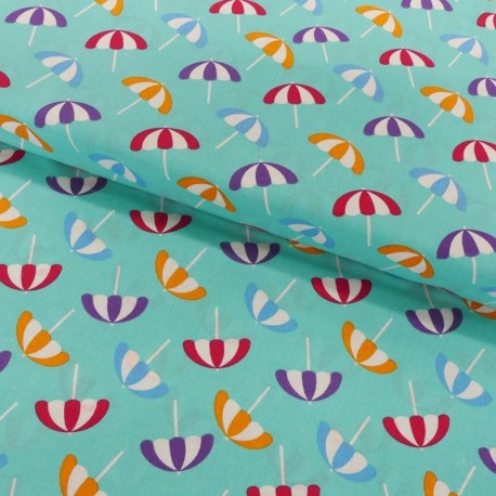 Coupon 3m Tissu Coton Imprimé Umbrellas On Aqua 