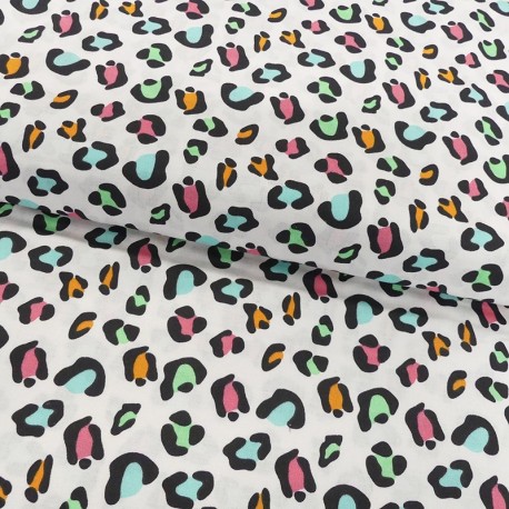 Coupon 3m Tissu Coton Imprimé Colorful Leopard Prt