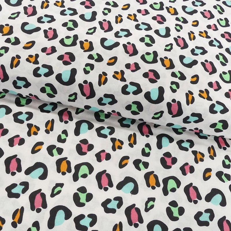 Coupon 3m Tissu Coton Imprimé Colorful Leopard Prt