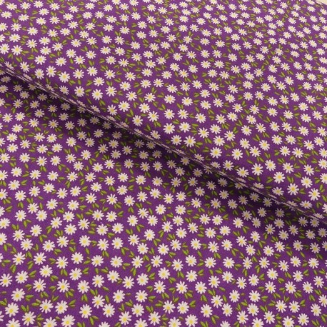 Coupon 3m Tissu Coton Imprimé Ditsy Daisies Purple 