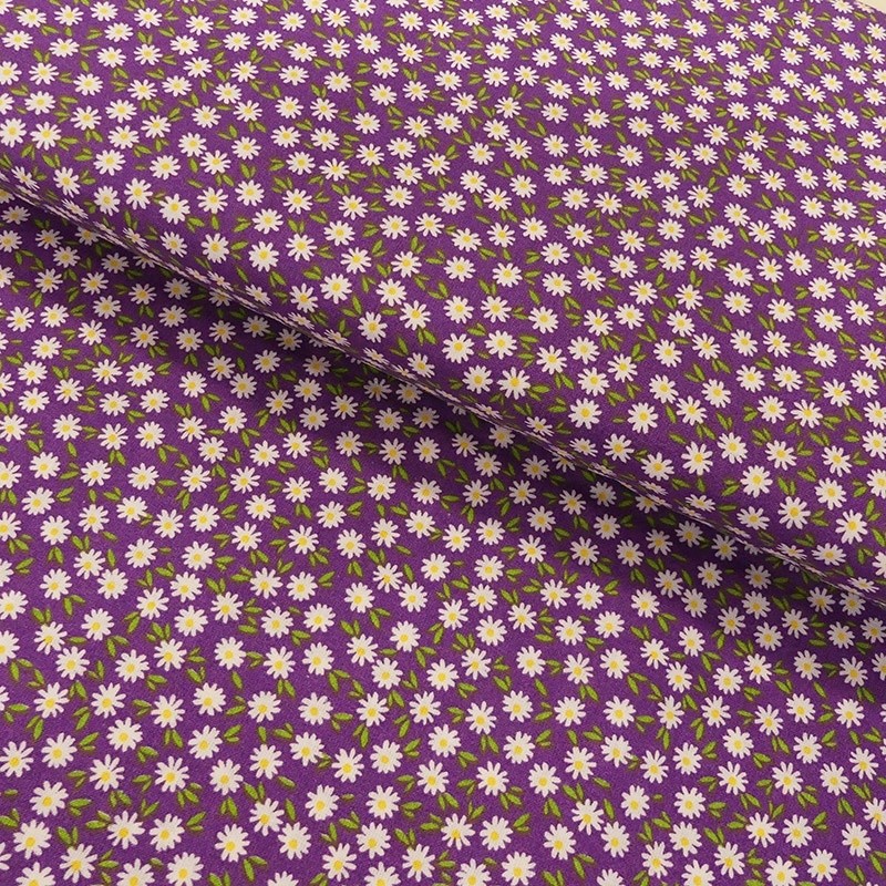 Coupon 3m Tissu Coton Imprimé Ditsy Daisies Purple 