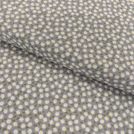 Coupon 3m Tissu Coton Imprimé Ditsy Daisies Grey
