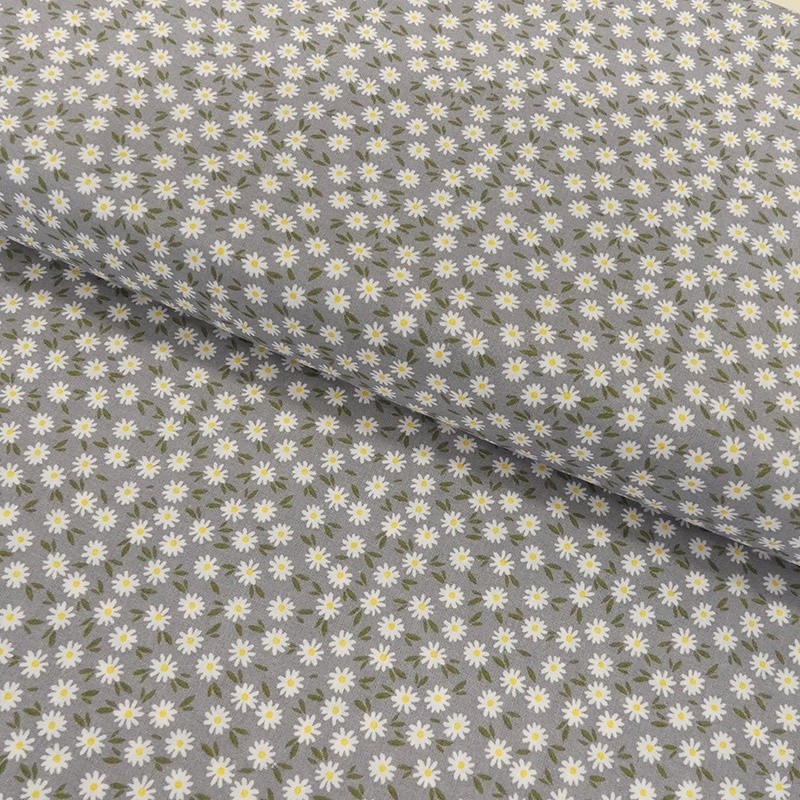 Coupon 3m Tissu Coton Imprimé Ditsy Daisies Grey