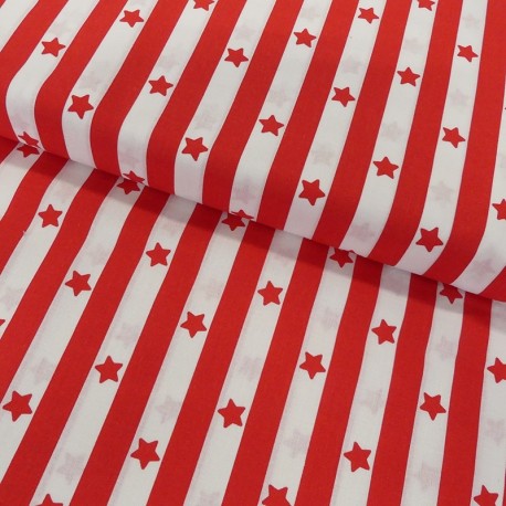 Coupon 3m Tissu Coton Imprimé Royal Red Stars