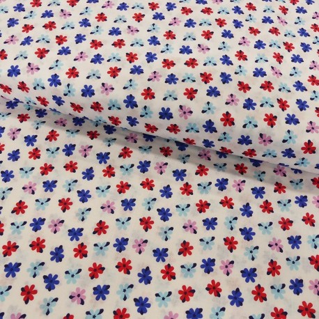 Coupon 3m Tissu Coton Imprimé Multi Color Flowers