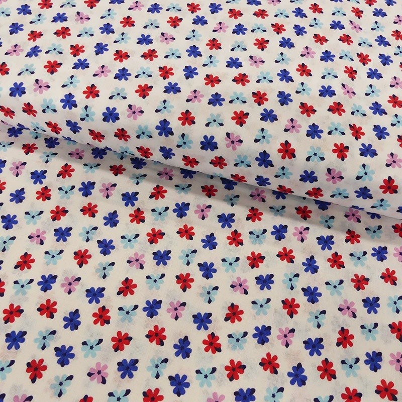 Coupon 3m Tissu Coton Imprimé Multi Color Flowers