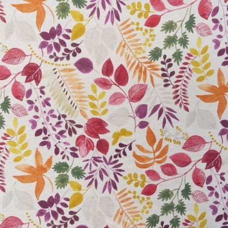 Coupon 3m Tissu Imprimé Guajira Feuilles Multicolores