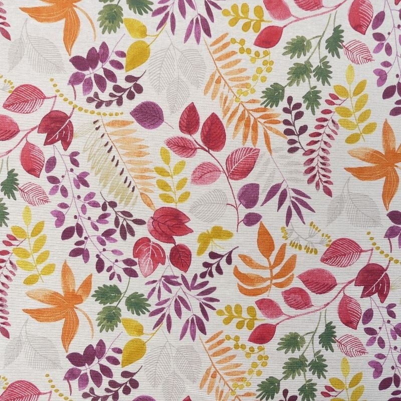 Coupon 3m Tissu Imprimé Guajira Feuilles Multicolores