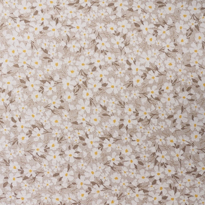 Coupon 3m Tissu Imprimé Pradera Fleurs Beige