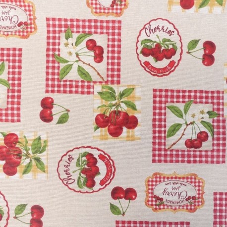 Coupon 3m Tissu Enduit Delicia Cerise Rouge 