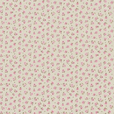 Coupon 3m Tissu Demi Panama Enduit Fleurs 